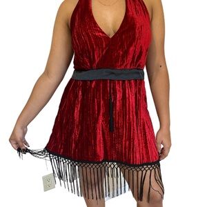 Vintage dress barn velvet fringe dress